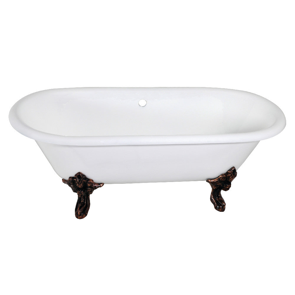 Aqua Eden VCTDE7232NL5 72-Inch Cast Iron Double Ended Clawfoot Tub (No Faucet Drillings), White/Oil Rubbed Bronze - BNGBath