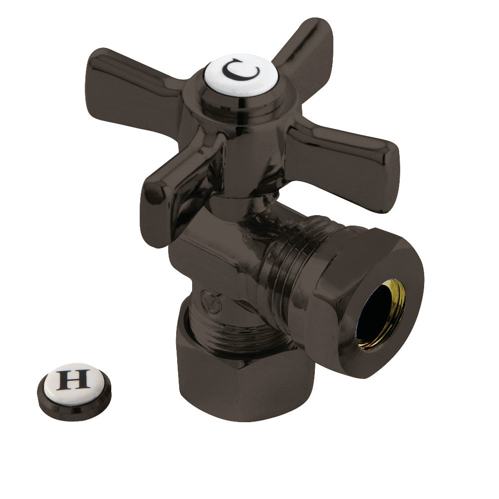 Kingston Brass CC54305ZX 5/8" OD Comp X 1/2" or 7/16" Slip Joint Angle Stop Valve, Oil Rubbed Bronze - BNGBath