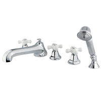 Thumbnail for Kingston Brass KS43015PX Roman Tub Faucet with Hand Shower, Polished Chrome - BNGBath