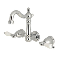 Thumbnail for Kingston Brass KS1221PL 8-Inch Center Wall Mount Bathroom Faucet, Polished Chrome - BNGBath