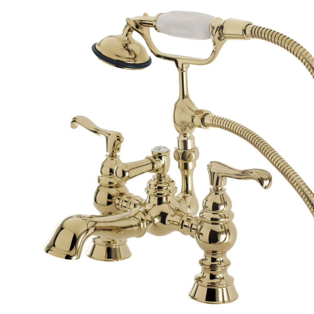 Kingston Brass CC1152T2 Vintage 7-Inch Deck Mount Tub Faucet with Hand Shower, Polished Brass - BNGBath