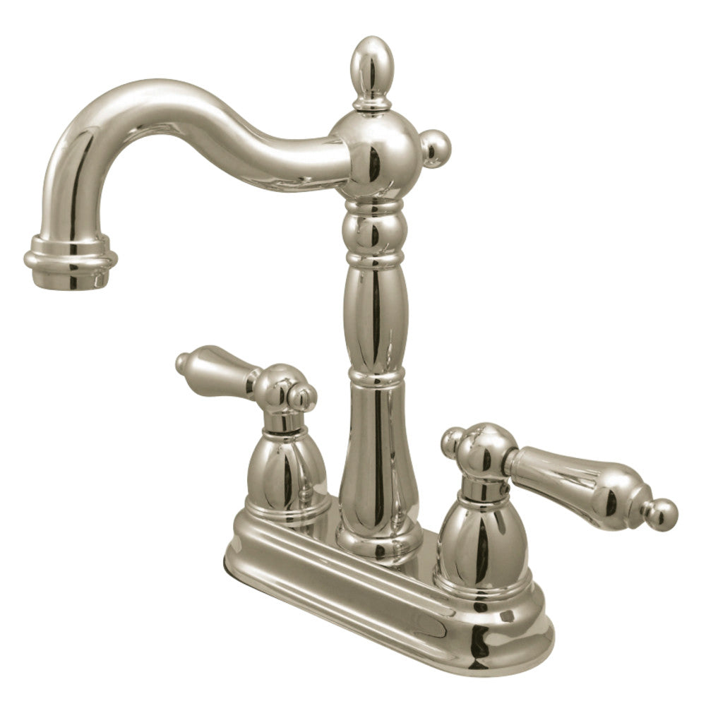 Kingston Brass KB1496AL Heritage Two-Handle Bar Faucet, Polished Nickel - BNGBath