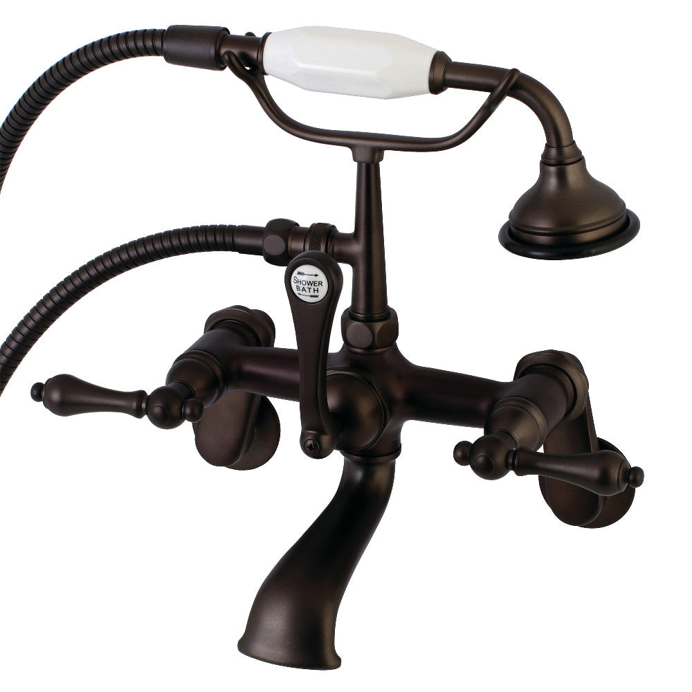 Kingston Brass AE51T5 Aqua Vintage 7-Inch Adjustable Wall Mount Tub Faucet with Hand Shower, Oil Rubbed Bronze - BNGBath