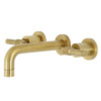 Thumbnail for Kingston Brass KS8127ML Milano 2-Handle 8 in. Wall Mount Bathroom Faucet, Brushed Brass - BNGBath