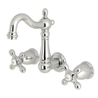 Thumbnail for Kingston Brass KS1221AX 8-Inch Center Wall Mount Bathroom Faucet, Polished Chrome - BNGBath