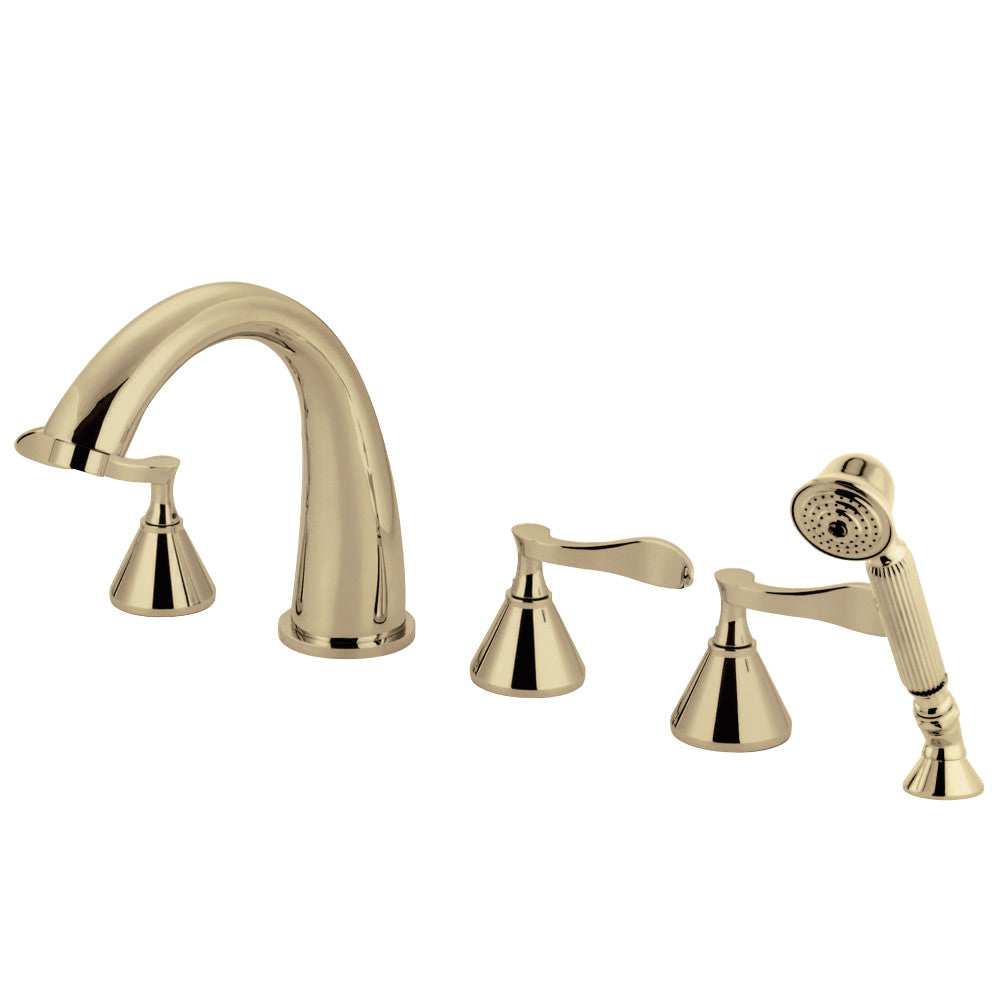 Kingston Brass KS23625CFL Century Roman Tub Faucet with Hand Shower, Polished Brass - BNGBath
