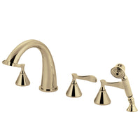 Thumbnail for Kingston Brass KS23625CFL Century Roman Tub Faucet with Hand Shower, Polished Brass - BNGBath