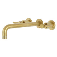 Thumbnail for Kingston Brass KS8027DL Concord Two-Handle Wall Mount Tub Faucet, Brushed Brass - BNGBath