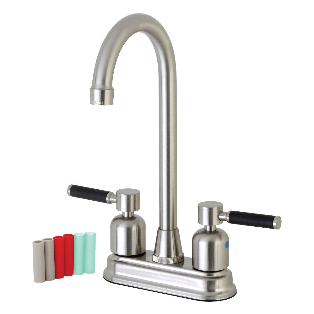 Kingston Brass FB498DKL Kaiser 4" Centerset High-Arch Spout Bar Faucet, Brushed Nickel - BNGBath