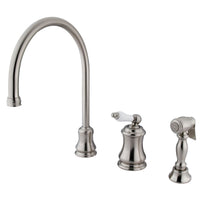 Thumbnail for Kingston Brass KS3818PLBS Widespread Kitchen Faucet, Brushed Nickel - BNGBath