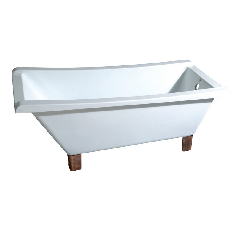 Aqua Eden VTRF673018A6 67-Inch Acrylic Single Slipper Clawfoot Tub (No Faucet Drillings), White/Naples Bronze - BNGBath