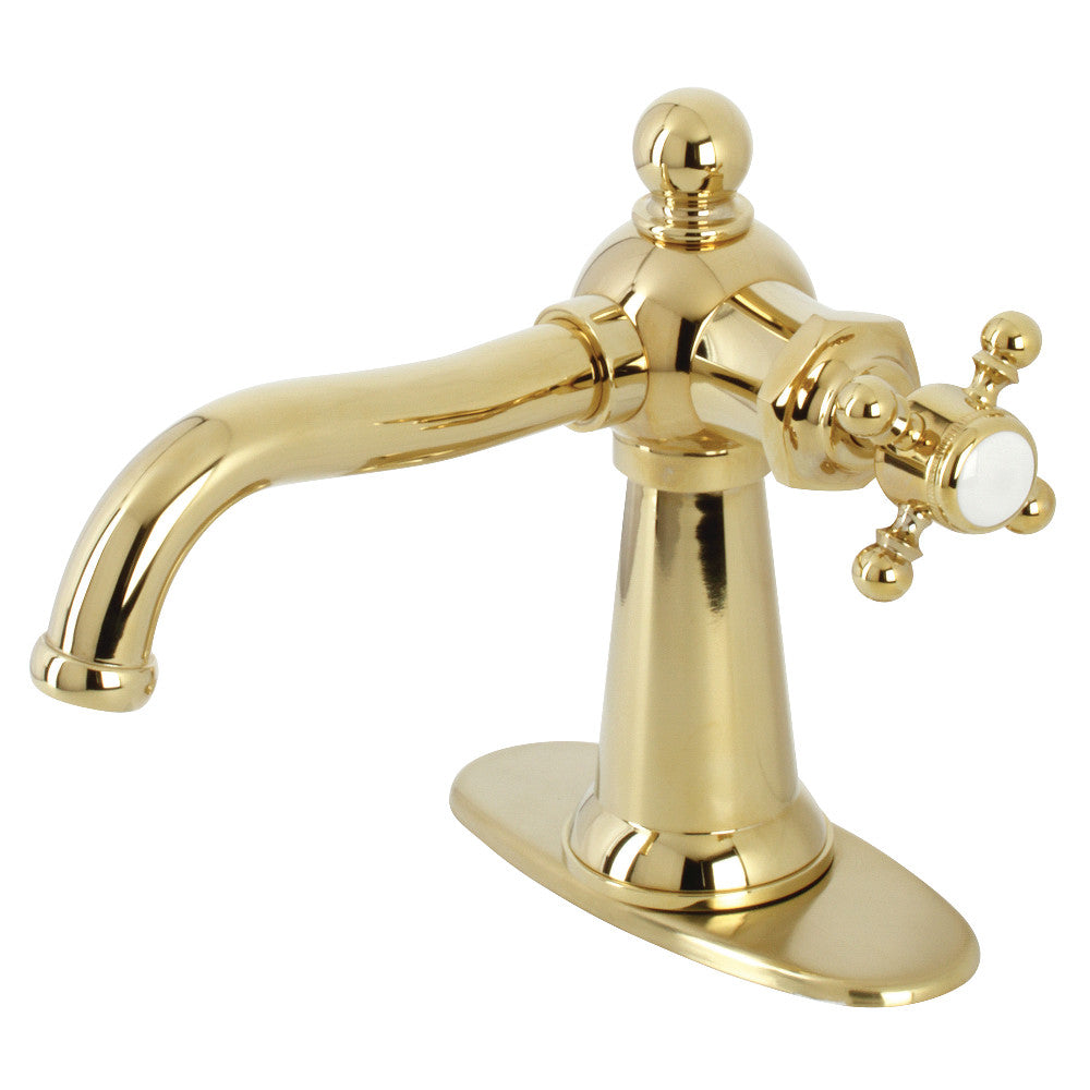 Kingston Brass KSD154BXPB Nautical Single-Handle Bathroom Faucet with Push Pop-Up, Polished Brass - BNGBath