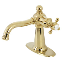Thumbnail for Kingston Brass KSD154BXPB Nautical Single-Handle Bathroom Faucet with Push Pop-Up, Polished Brass - BNGBath
