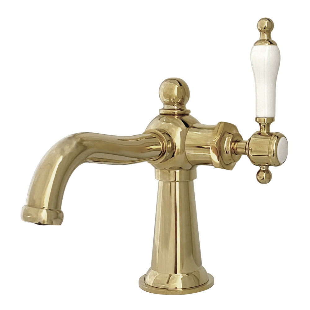 Kingston Brass KS154KLPB Nautical Single-Handle Bathroom Faucet with Push Pop-Up, Polished Brass - BNGBath
