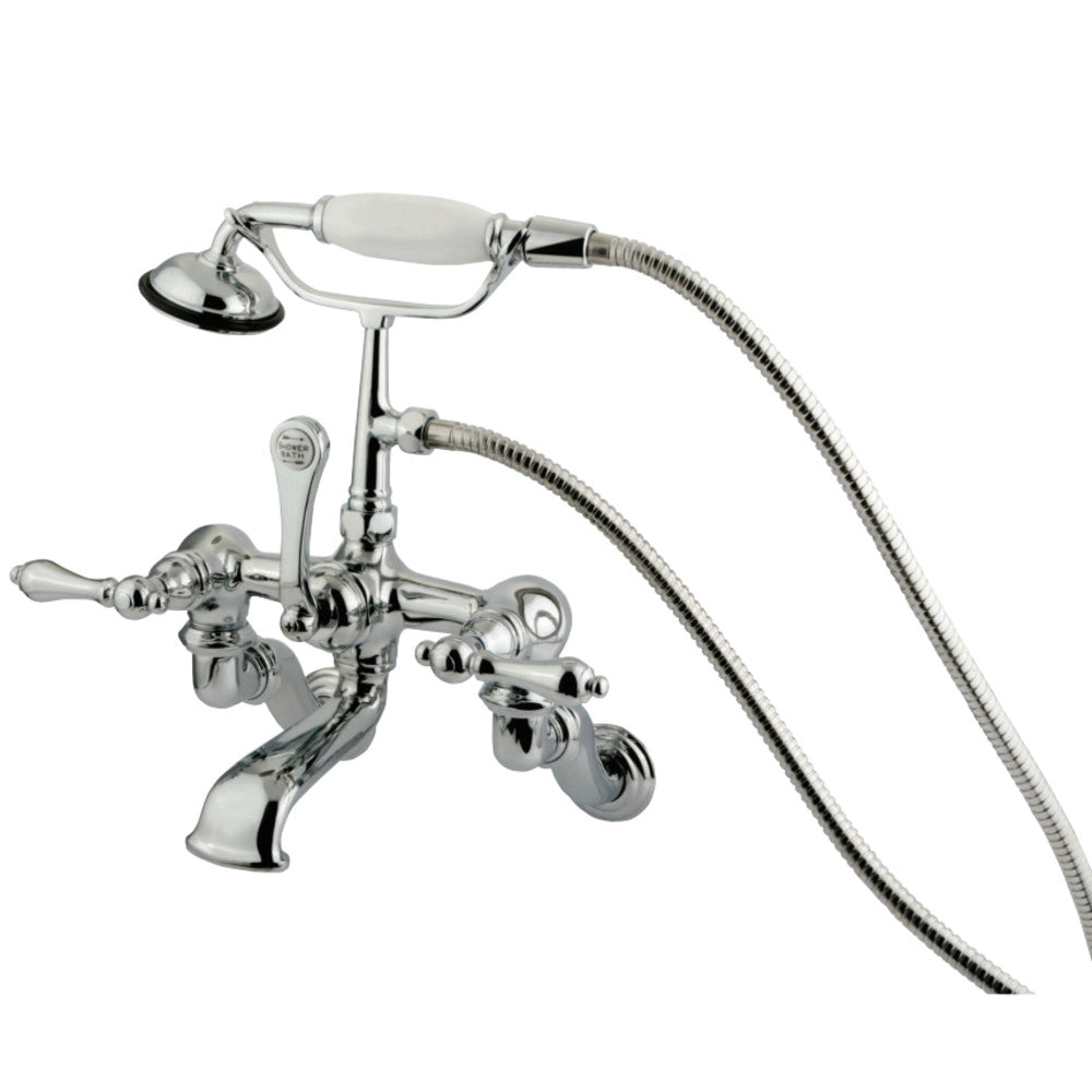 Kingston Brass CC458T1 Vintage Adjustable Center Wall Mount Tub Faucet with Hand Shower, Polished Chrome - BNGBath