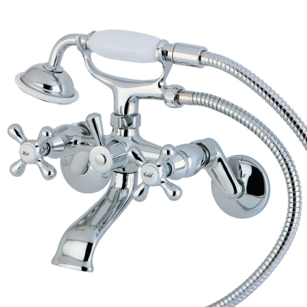 Kingston Brass KS266C Kingston Wall Mount Clawfoot Tub Faucet with Hand Shower, Polished Chrome - BNGBath