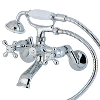 Thumbnail for Kingston Brass KS266C Kingston Wall Mount Clawfoot Tub Faucet with Hand Shower, Polished Chrome - BNGBath