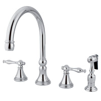 Thumbnail for Kingston Brass KS2791NLBS Widespread Kitchen Faucet, Polished Chrome - BNGBath