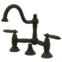 Thumbnail for Kingston Brass KS3915GL Restoration Bathroom Bridge Faucet, Oil Rubbed Bronze - BNGBath
