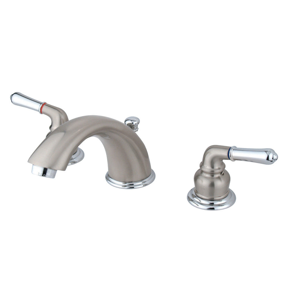 Kingston Brass KB967 Magellan Widespread Bathroom Faucet with Retail Pop-Up, Brushed Nickel/Polished Chrome - BNGBath