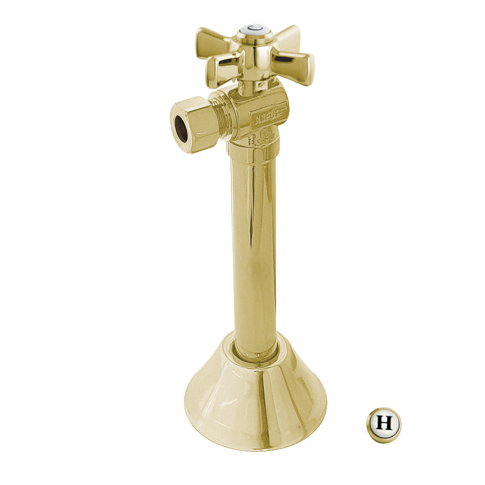 Kingston Brass CC83202ZX 1/2" Sweat X 3/8" OD Comp Angle Shut-Off Valve with 5" Extension, Polished Brass - BNGBath