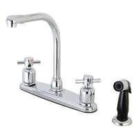 Thumbnail for Kingston Brass FB751DX Concord 8-Inch Centerset Kitchen Faucet with Sprayer, Polished Chrome - BNGBath