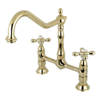 Thumbnail for Kingston Brass KS1172AX Heritage Bridge Kitchen Faucet, Polished Brass - BNGBath