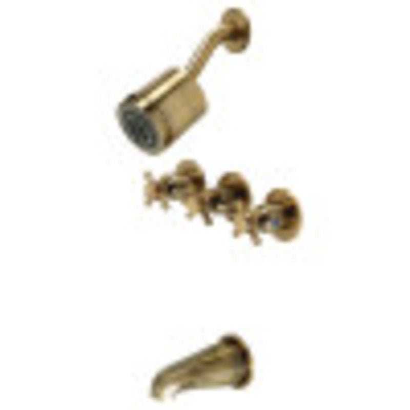 Kingston Brass KBX8133DX Concord Three-Handle Tub and Shower Faucet, Antique Brass - BNGBath