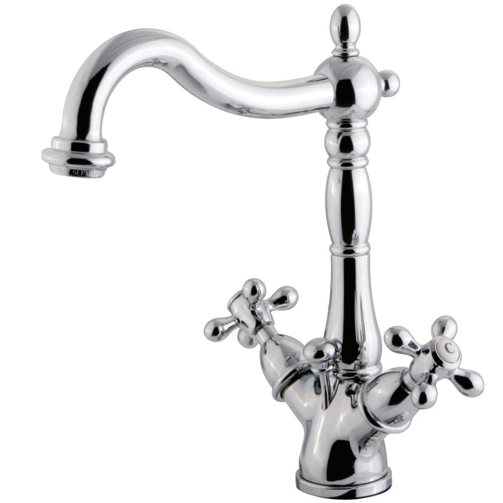 Kingston Brass KS1431AX Heritage Two-Handle Bathroom Faucet with Brass Pop-Up and Cover Plate, Polished Chrome - BNGBath
