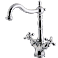 Thumbnail for Kingston Brass KS1431AX Heritage Two-Handle Bathroom Faucet with Brass Pop-Up and Cover Plate, Polished Chrome - BNGBath