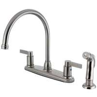 Thumbnail for Kingston Brass FB2798NDLSP NuvoFusion 8-Inch Centerset Kitchen Faucet with Sprayer, Brushed Nickel - BNGBath