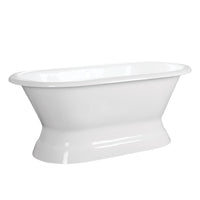 Thumbnail for Aqua Eden VCTND663024 66-Inch Cast Iron Double Ended Pedestal Tub (No Faucet Drillings), White - BNGBath