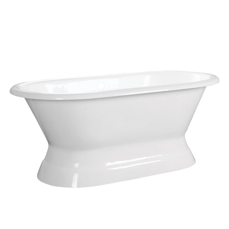 Aqua Eden VCTND663024 66-Inch Cast Iron Double Ended Pedestal Tub (No Faucet Drillings), White - BNGBath