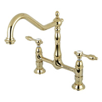 Thumbnail for Kingston Brass KS1172TAL Tudor Bridge Kitchen Faucet, Polished Brass - BNGBath