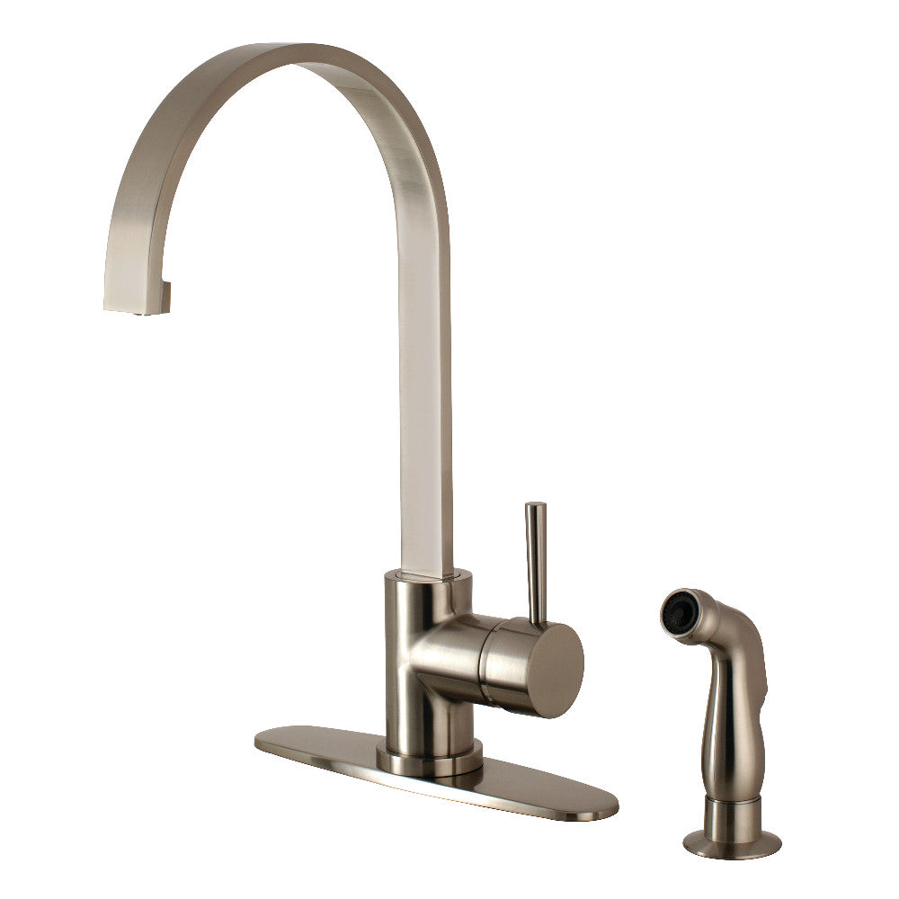 Gourmetier LS8718DLSP Concord Single-Handle Kitchen Faucet with Side Sprayer, Brushed Nickel - BNGBath