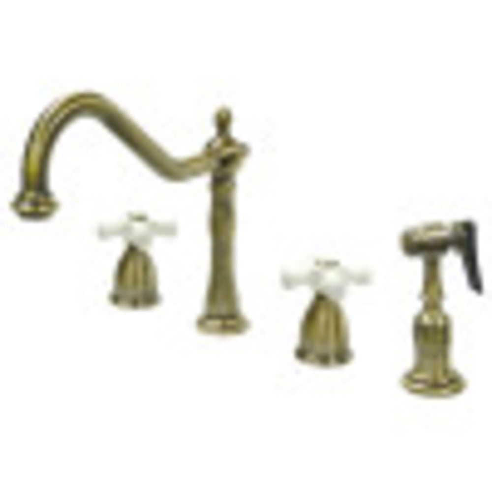 Kingston Brass KB1793PXBS Widespread Kitchen Faucet, Antique Brass - BNGBath