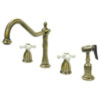 Thumbnail for Kingston Brass KB1793PXBS Widespread Kitchen Faucet, Antique Brass - BNGBath