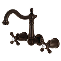 Thumbnail for Kingston Brass KS1255AX 8-Inch Center Wall Mount Bathroom Faucet, Oil Rubbed Bronze - BNGBath