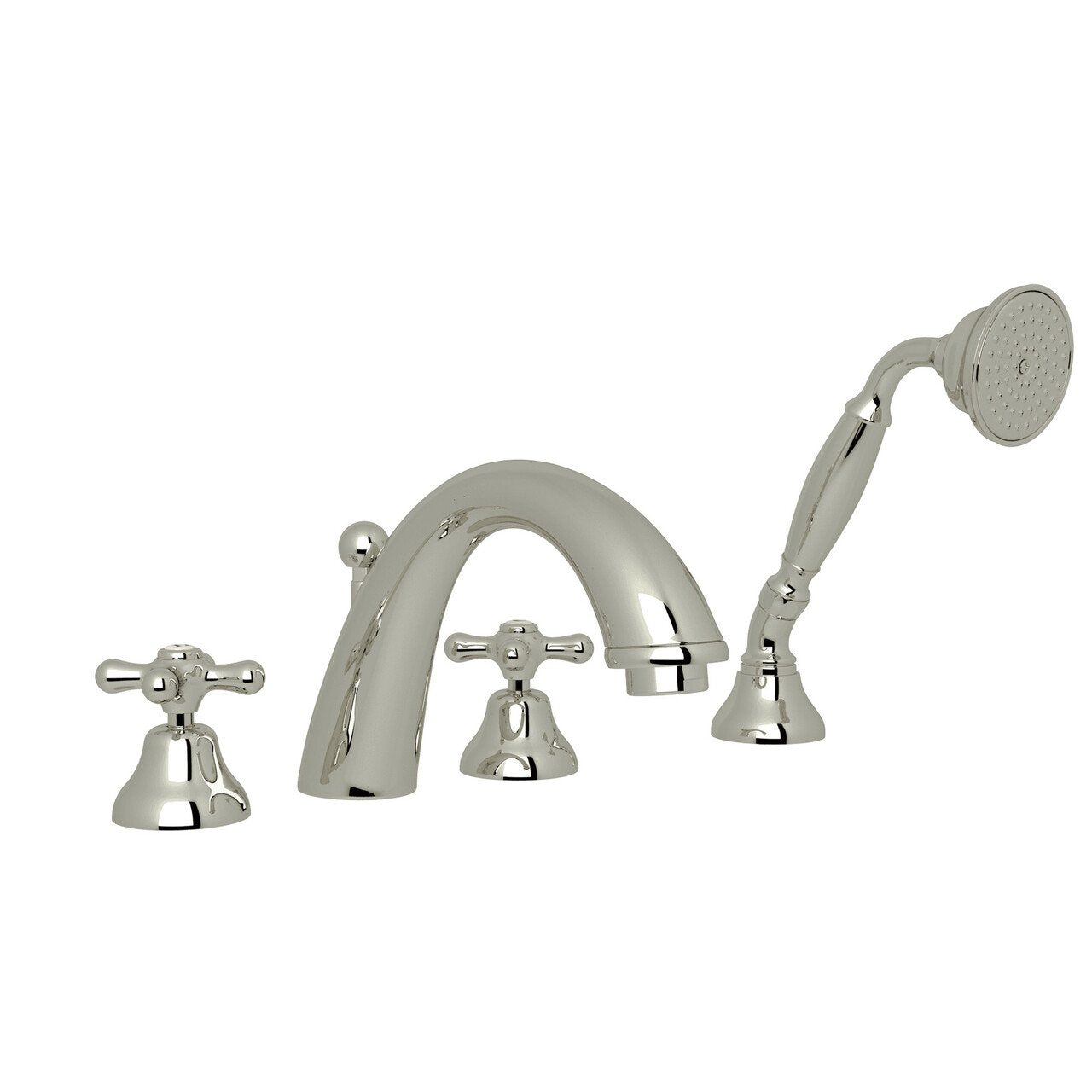 ROHL Verona 4-Hole Deck Mount C-Spout Tub Filler with Handshower - BNGBath