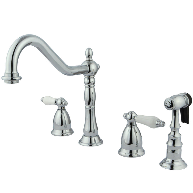 Kingston Brass KS1791PLBS Widespread Kitchen Faucet, Polished Chrome - BNGBath