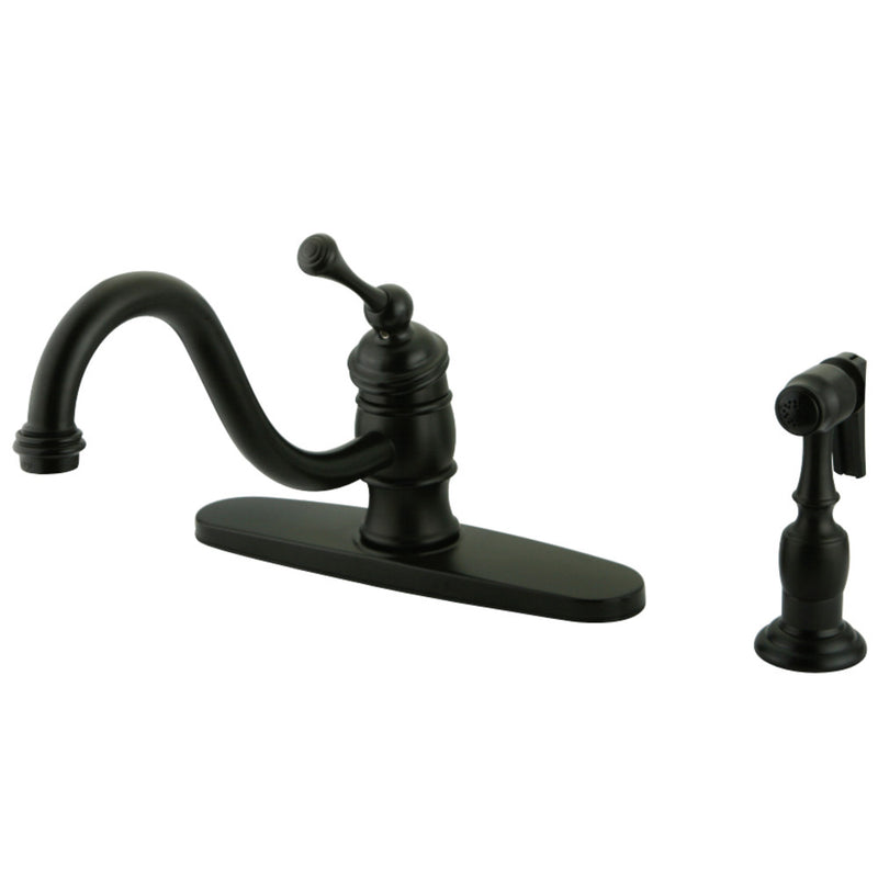 Kingston Brass KB3575BLBS Vintage 8" Kitchen Faucet With Brass Sprayer, Oil Rubbed Bronze - BNGBath