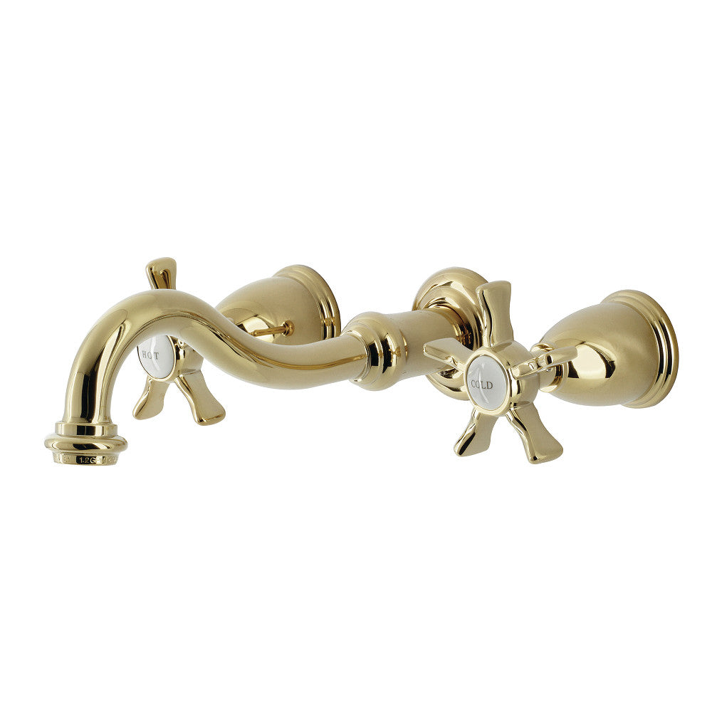 Kingston Brass KS3122NX Hamilton Two-Handle Wall Mount Bathroom Faucet, Polished Brass - BNGBath