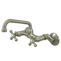 Thumbnail for Kingston Brass KS213SN Kingston Two Handle Wall Mount Kitchen Faucet, Brushed Nickel - BNGBath