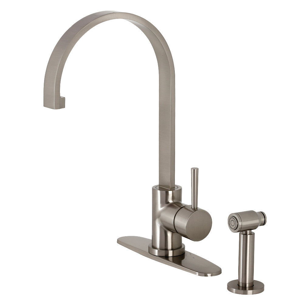 Kingston Brass LS8718DLBS Concord Single-Handle Kitchen Faucet with Brass Sprayer, Brushed Nickel - BNGBath