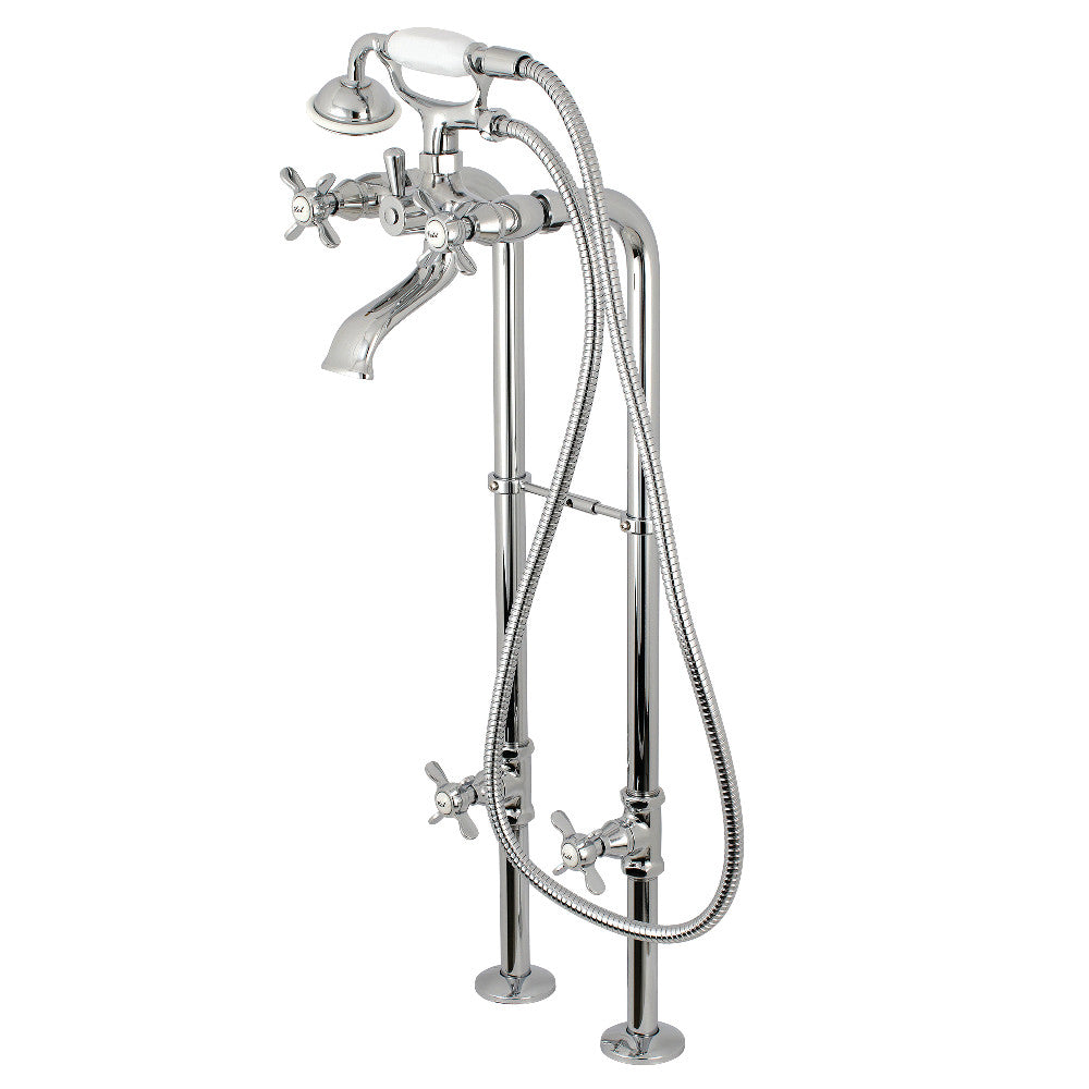 Kingston Brass CCK285K1 Kingston Freestanding Tub Faucet with Supply Line and Stop Valve, Polished Chrome - BNGBath