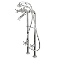 Thumbnail for Kingston Brass CCK285K1 Kingston Freestanding Tub Faucet with Supply Line and Stop Valve, Polished Chrome - BNGBath