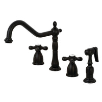 Thumbnail for Kingston Brass KB1790AXBS 8-Inch Widespread Kitchen Faucet with Brass Sprayer, Matte Black - BNGBath