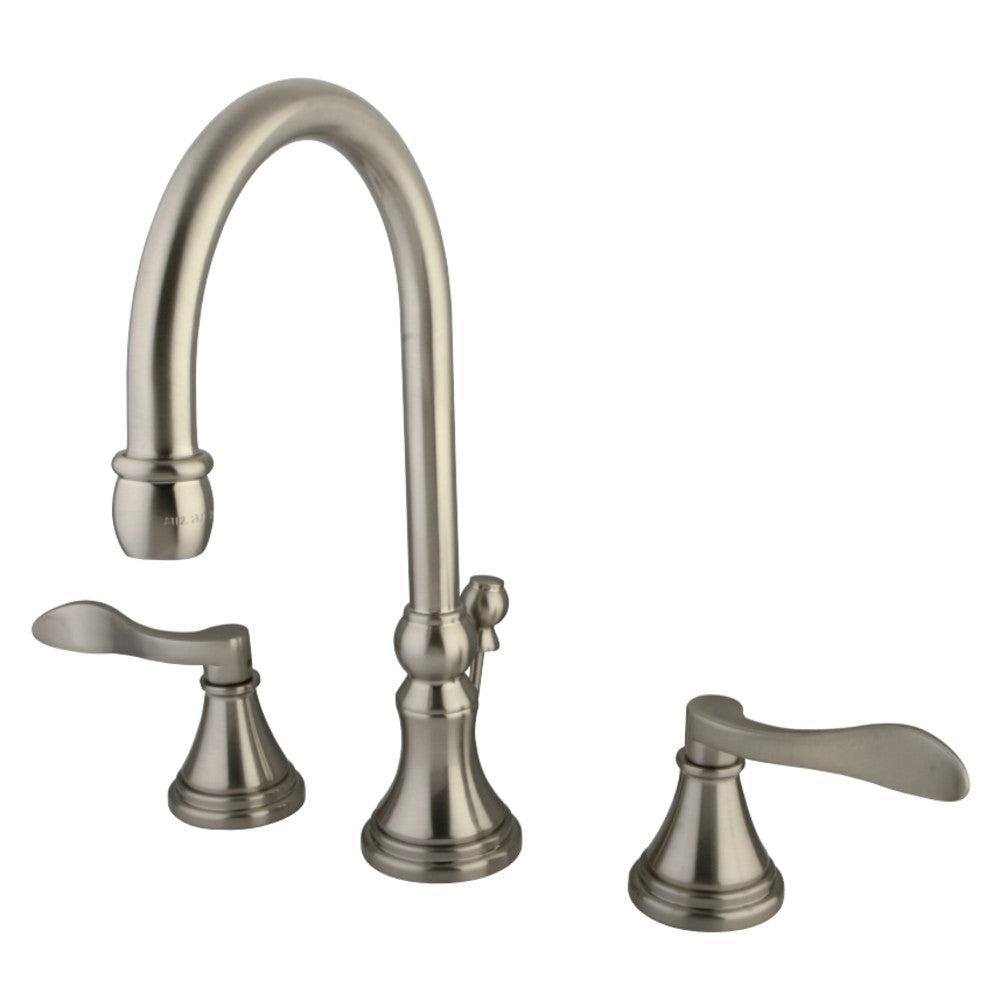 Kingston Brass KS2988DFL NuFrench Widespread Bathroom Faucet with Brass Pop-Up, Brushed Nickel - BNGBath