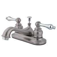 Thumbnail for Kingston Brass KB607AL Restoration 4 in. Centerset Bathroom Faucet, Brushed Nickel/Polished Chrome - BNGBath