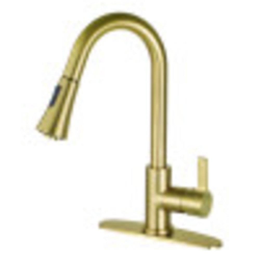 Gourmetier LS8723CTL Continental Single-Handle Pull-Down Kitchen Faucet, Brushed Brass - BNGBath
